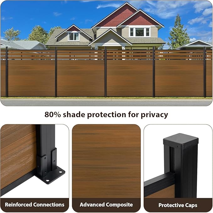 6'' x 6'' Outdoor Privacy Fence, Wind Resistant, Wood Plastic Composite Fence - Image 3