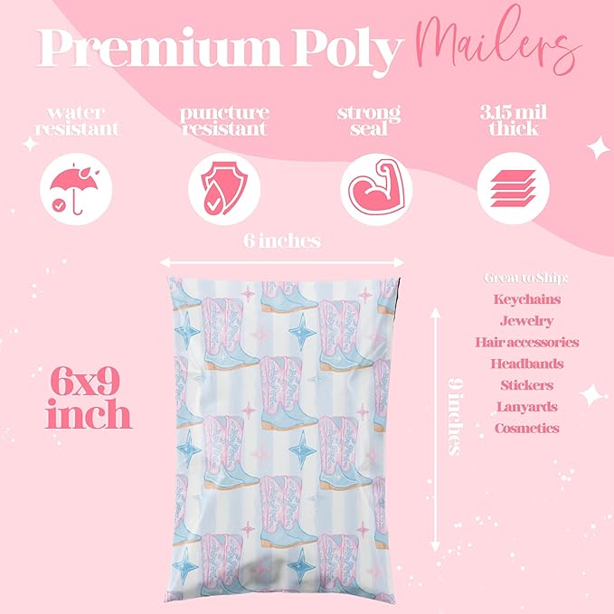 6x9 Designer Poly Mailer 100 Pack Heavy Duty Waterproof Self Seal Shipping Bags - Image 3