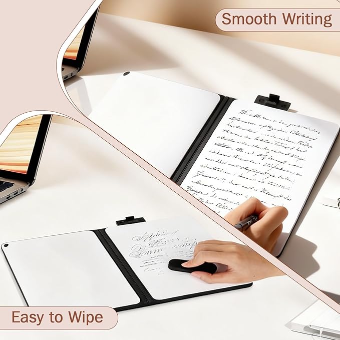 A5 Portable White Board Dry Erase Notebook, PU Leather Shell Double Sided - Image 2