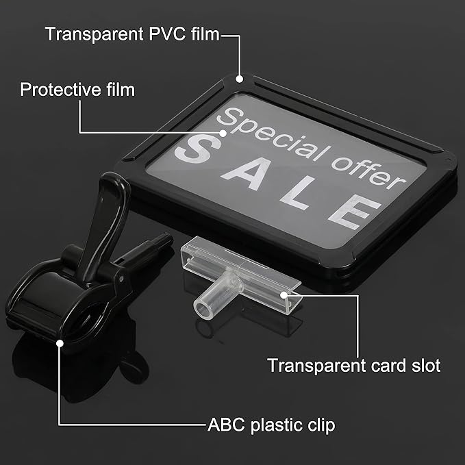 Mlici Acrylic Sign Holder with Clamp, 6 x 9 Inch Double Head Display Clips with - Image 6
