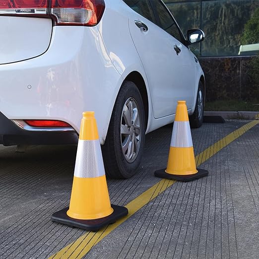 6 Pack 18" Inch Yellow PVC Traffic Cones - Image 5