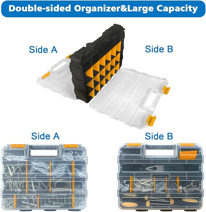 Double Side Tool Box Organizer, Hardware Storage Box, Portable Small Parts - Image 3