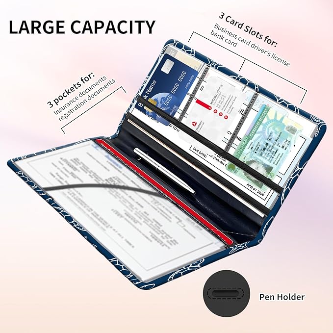 Premium Car Registration and Insurance Card Holder, Cute PU Leather Car - Image 4