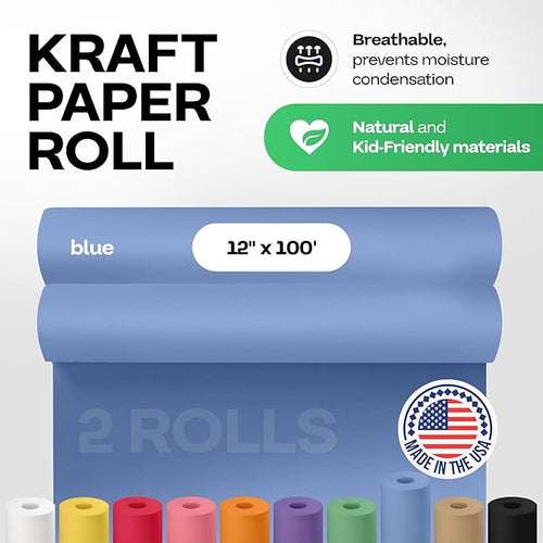 12" x 1200" Blue Kraft Paper Roll, Kids' Arts & Crafts, School Projects - Image 2