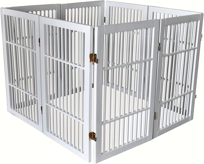 Pet Dog Gate Strong and Durable Freestanding Folding Acacia Hardwood Portable - Image 6
