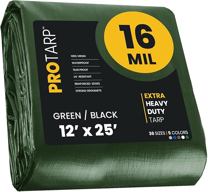 PROTARP Extra Heavy Duty 16 Mil Tarp Cover, Waterproof, UV Resistant, Rip and by Protarp
