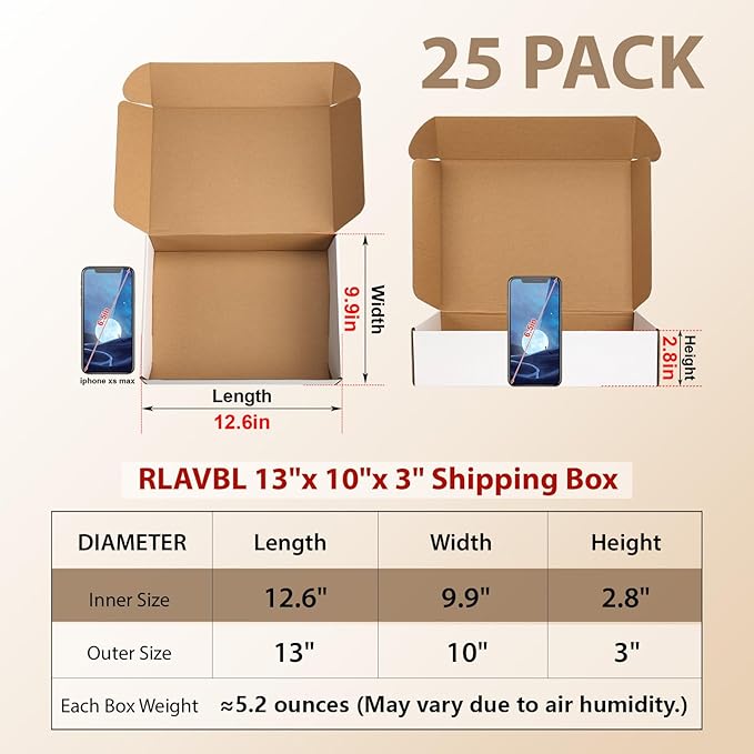 RLAVBL 13x10x3 Shipping Boxes Set of 25 - Image 2