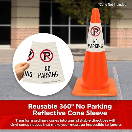 SmartSign No Parking Cone Message Sleeve, Bright Reflective - Image 2
