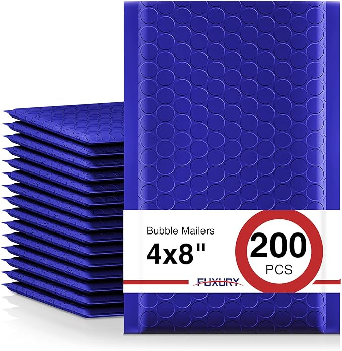 Fuxury Bubble Mailers 4x8" 200 Pack Waterproof Padded Envelopes Self Seal by Fuxury