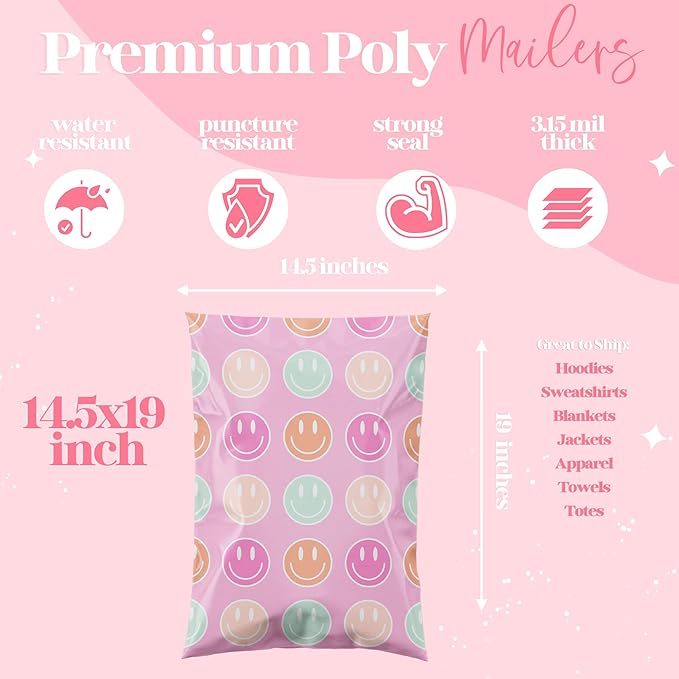 6x9 Designer Poly Mailer 100 Pack Heavy Duty Waterproof Self Seal Shipping Bags - Image 5