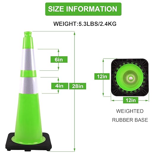 OrangeStar 8 Pack 28" Traffic Safety Cones, Heavy Duty Base - Image 7