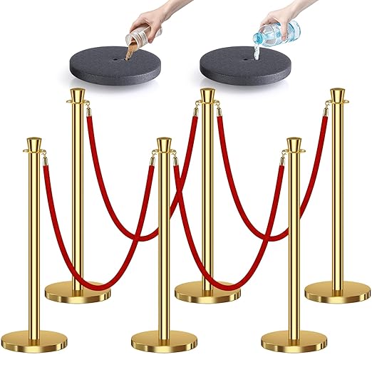 kaiyomi 6Pcs Stanchions with Red Velvet Ropes Set, 5 Feet Velvet Ropes and by KaiyomiCrowdControlSeries