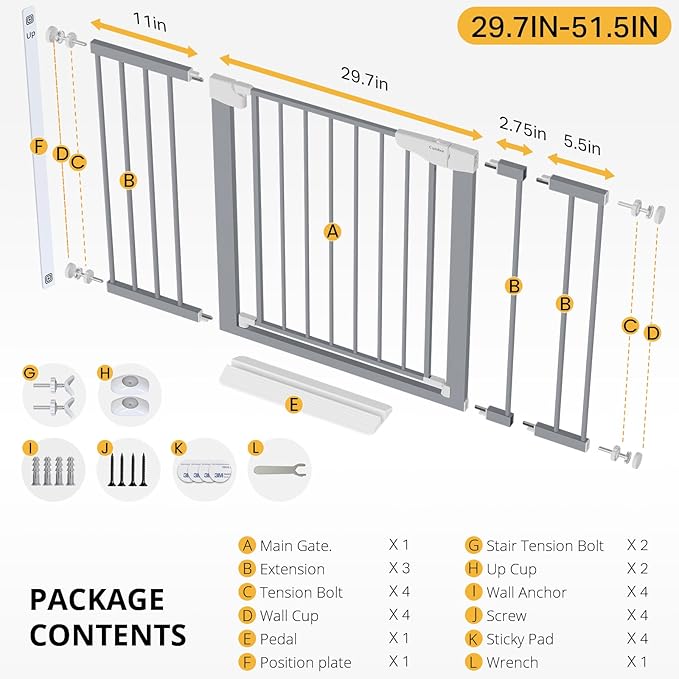 Cumbor 29.7"-51.5" Extra Wide Baby Gate - Image 9