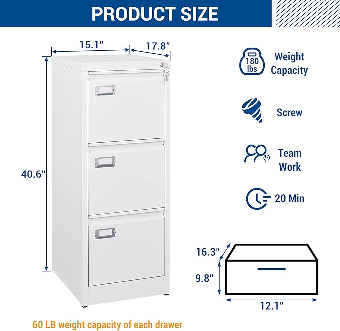 3 Drawers Vertical File Cabinets - Image 3