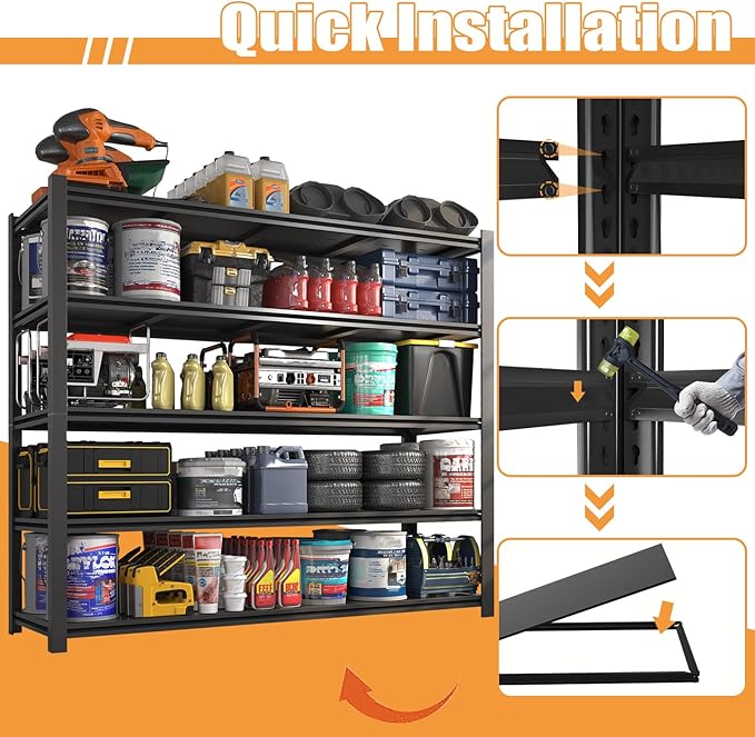 4PCS 59''W/72''H Garage Shelving Units Heavy Duty 3500LBS Metal Storage Shelves - Image 6