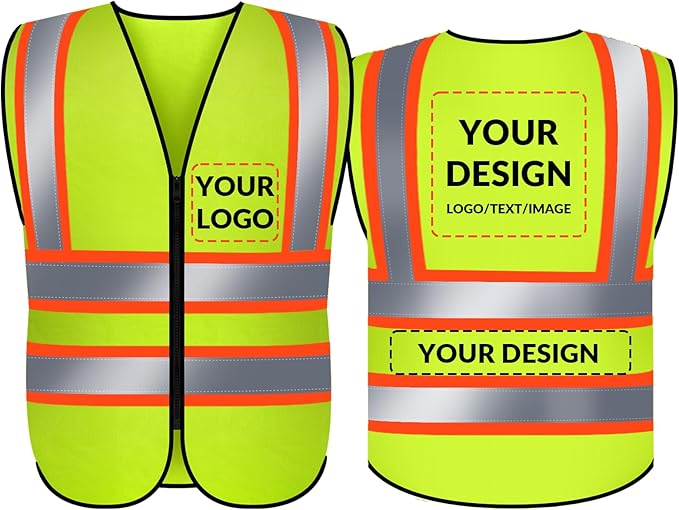 BeautyWill Custom Safety Vest Logo Class 2 High Visibility Reflevtive Vest by BeautyWill