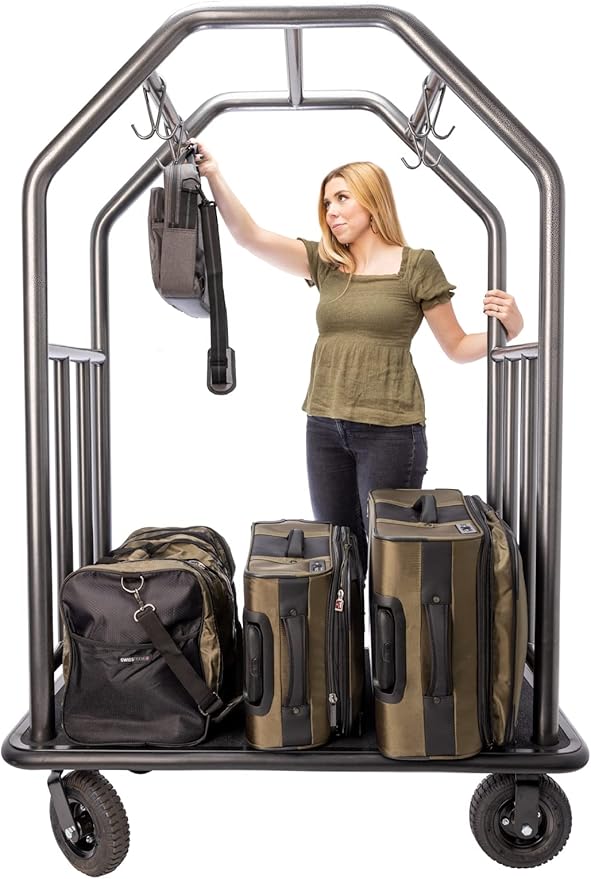 Coastal Luggage Cart Fully Assembled – All-Weather Resistant Stainless Steel by WholesaleHotelProducts