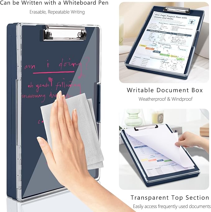 Clipboard with Storage, Heavy Duty Clip Boards 8.5x11 with 2 Storage Case - Image 5