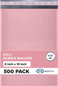 Light Pink Small Poly Bubble Mailers 6x10 inch #0 | Self Seal Padded Envelopes by MAILERVIEW