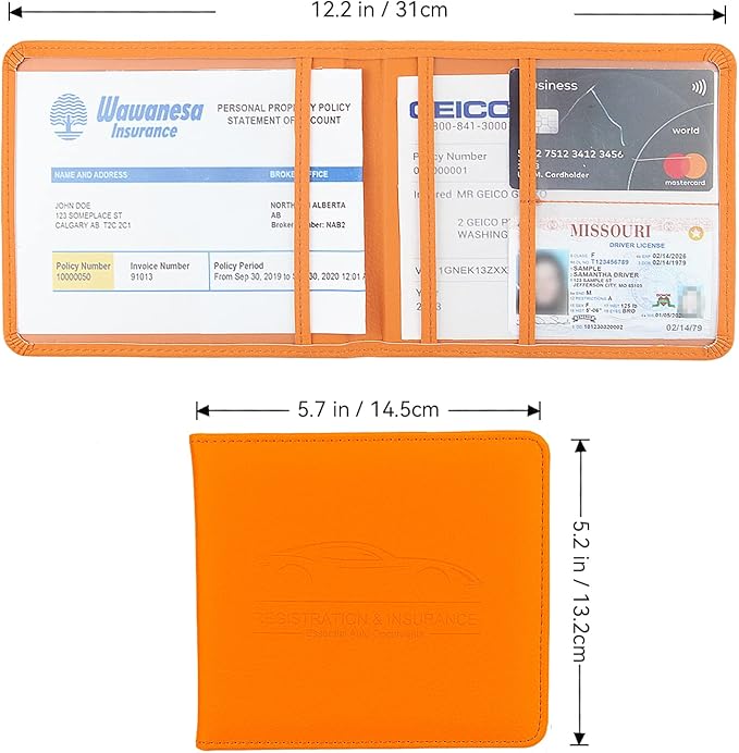 Car Registration and Insurance Holder, Premium Pu Leather Vehicle Glove Box - Image 2