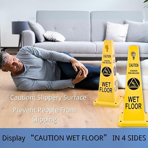 BESEA Caution Wet Floor Signs 8 Pack Heavy Duty Caution Cones to Avoid Slipping - Image 3