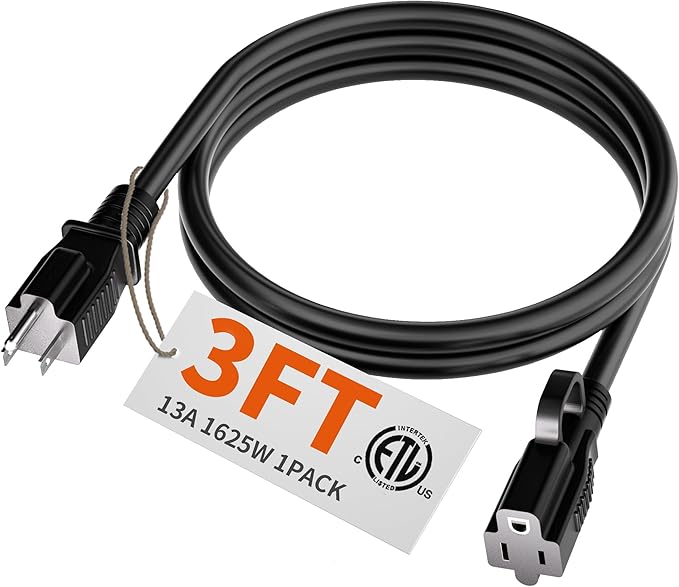 HUANCHAIN Indoor Outdoor Black Extension Cord 3 ft Waterproof, 16/3 Gauge by huanchain
