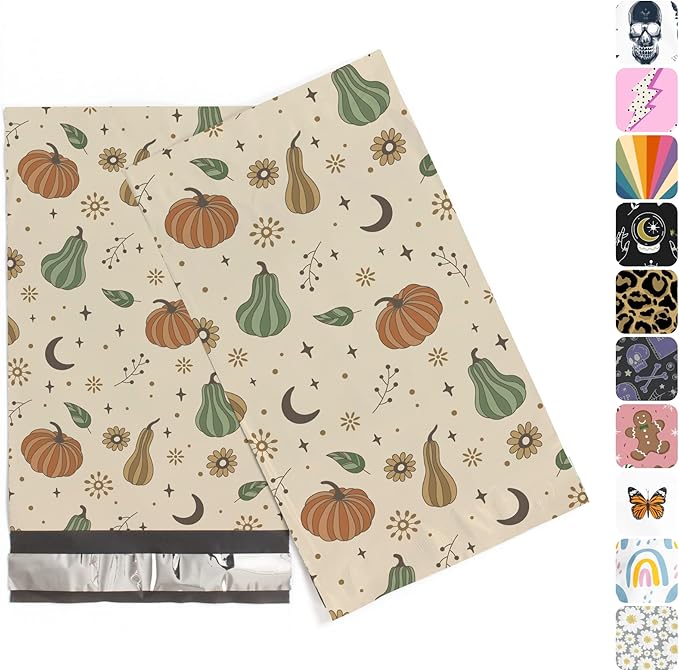 6x9 Poly Mailers – Autumn Pumpkins – Waterproof, Tear-Resistant Shipping Bags by PackageMint