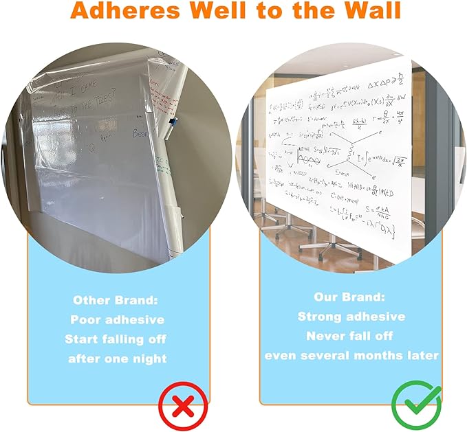 Nortix White Board Wallpaper, 3 ft x 4 ft Super Sticky Whiteboard Sticker Wall - Image 3