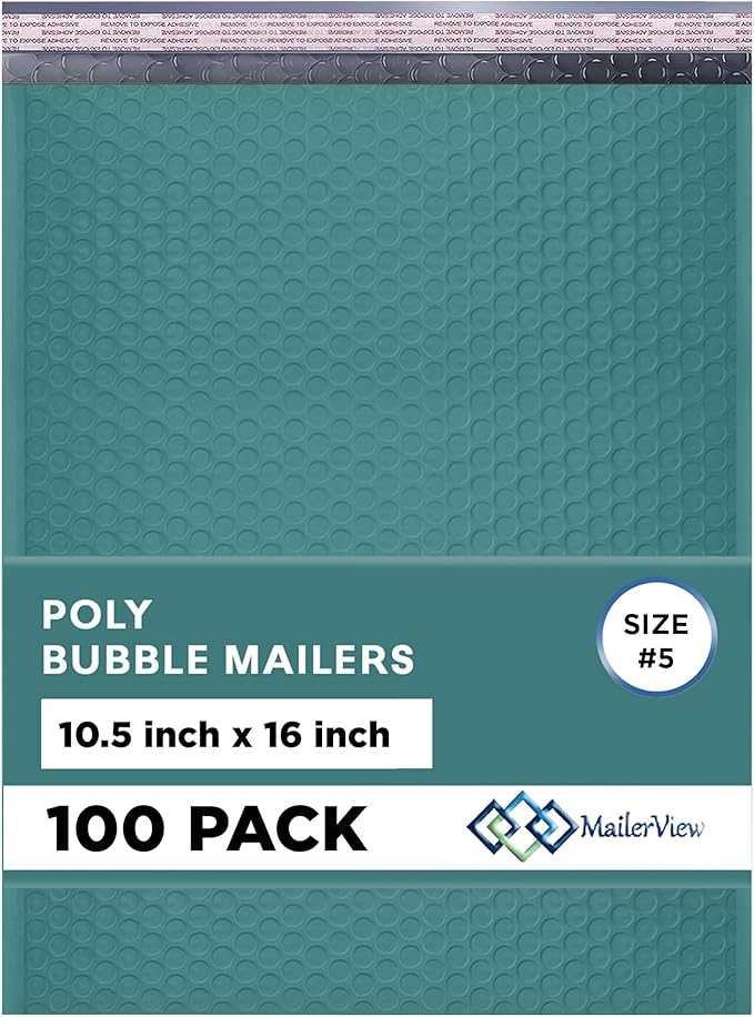 Green 10.5x16 Inch Large Poly Bubble Mailers #5 | Padded Envelopes by MAILERVIEW