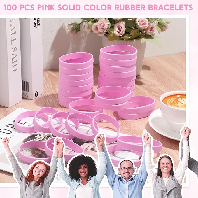 Liliful 100 Pcs Silicone Rubber Wristbands Rubber Wristband Bracelet Bands - Image 3