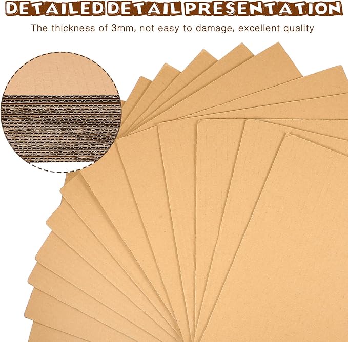 100 Pcs Corrugated Cardboard Sheets Set Corrugated Packaging Pads Paper Flat - Image 2