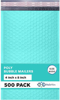 Teal Small Bubble Mailers 4x8 Inch #000 | Thick Padded Poly Bubble Mailer by MAILERVIEW