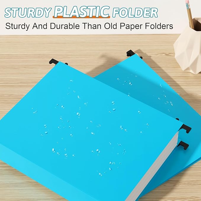 Extra Capacity Plastic Hanging File Folder Letter Size, 12 Pack Reinforced Hang - Image 2