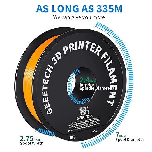 Geeetech Orange PLA 3D Printer Filament, PLA 3D Printer Filament 1kg Spool - Image 6