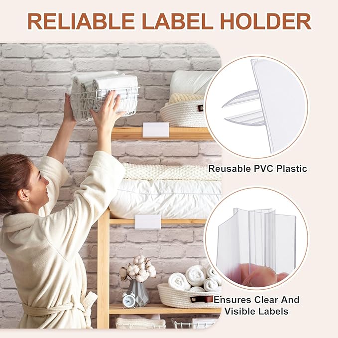PATIKIL 3.9" x 1.7" Wire Shelf Label Holder, 20 Pack Reusable Plastic Price Tag - Image 3