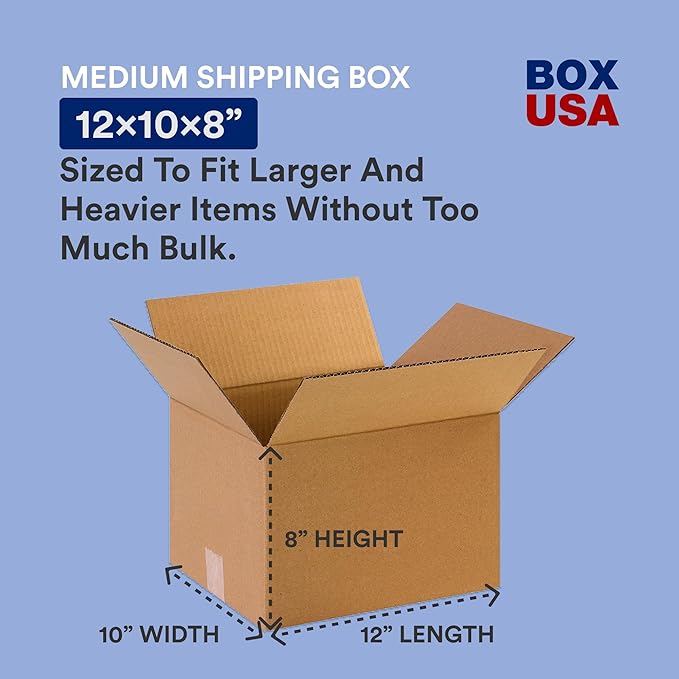 BOX USA Shipping Boxes 12"L x 10"W x 8"H, Storage Box - Image 2