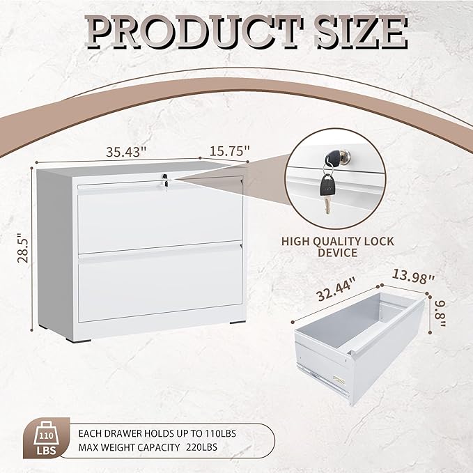2 Drawer Lateral File Cabinet - Image 3