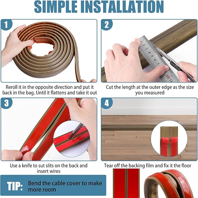 Floor Cord Covers for Wires 10FT Cable Hider Wire Cover Self Adhesive Cord - Image 5