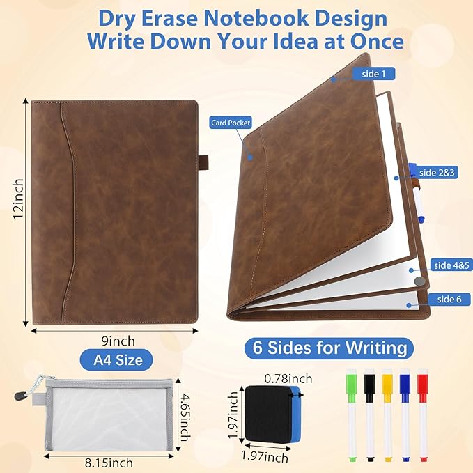 6 Sides Whiteboard Notebook Portable Whiteboard Dry Erase Notebook Portable Dry - Image 2