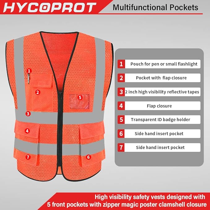 HYCOPROT High Visibility Mesh Safety Reflective Vest - Image 2