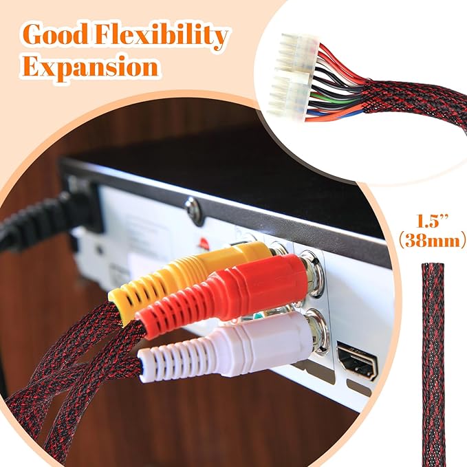 Pangda 1.5inchx50ft Wire Loom Pet Expandable Braided Sleeving Braided Sleeve - Image 4
