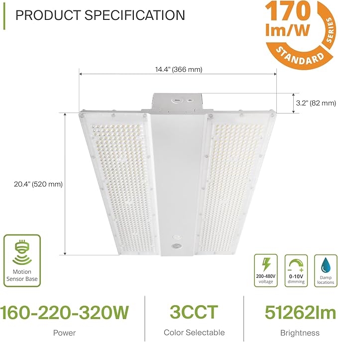 ASD LED Linear High Bay Light Fixture, Commercial Shop Lighting | 3CCT - Image 2