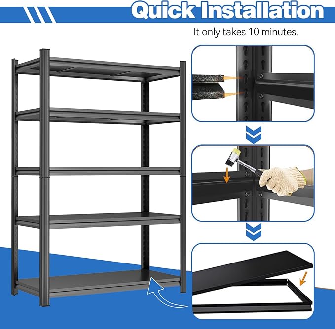 Garage Shelving 3000LBS Metal Storage Shelves Adjustable 6-Tier Shelving Units - Image 2
