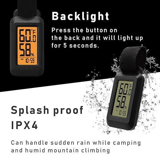 Dretec Portable Digital Thermometer Hygrometer Splash Proof IPX4 Clock Function - Image 5
