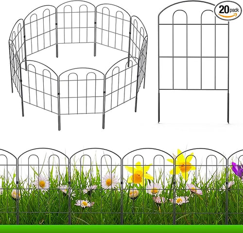 20 Pack Decorative Garden Fence Outdoor - 24in H x 22ft L Rust-Proof Coated by NANANARDOSO
