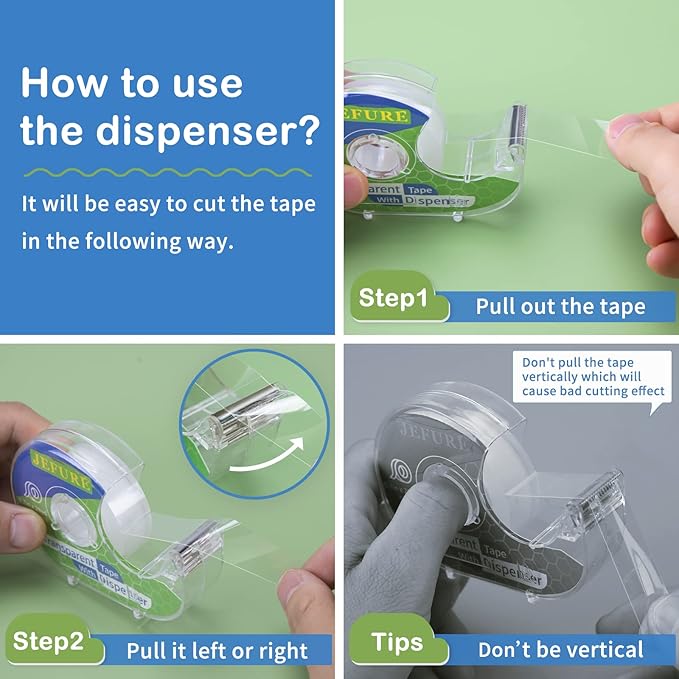 18 Pcs Transparent Tape with Dispenser, 0.7 x 1000 in Clear Tape Rolls Bulk - Image 4