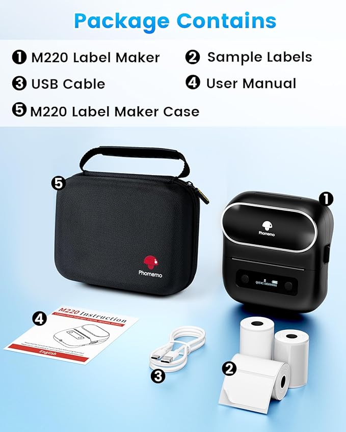 Phomemo Label Maker, M220 Thermal Label Printer, 80mm Portable Bluetooth - Image 7