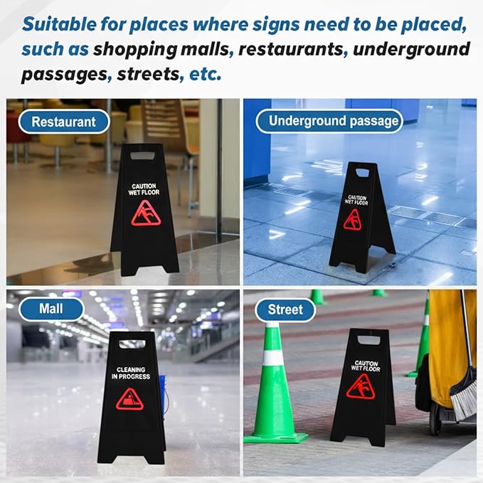 2 Pack 24 Inch Blank Floor Sign Black A-frame Foldable Caution Sign - Image 6