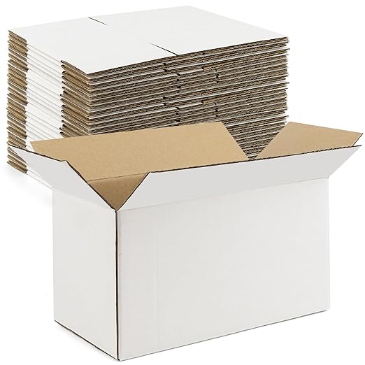 Golden State Art 11x6x6 Inches White Shipping Boxes 28 Pack, Corrugated by GoldenStateArt