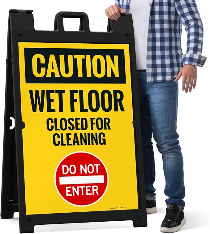 Caution Wet Floor Closed for Cleaning Do Not Enter Sidewalk Sign Kit, 24x36 - Image 7